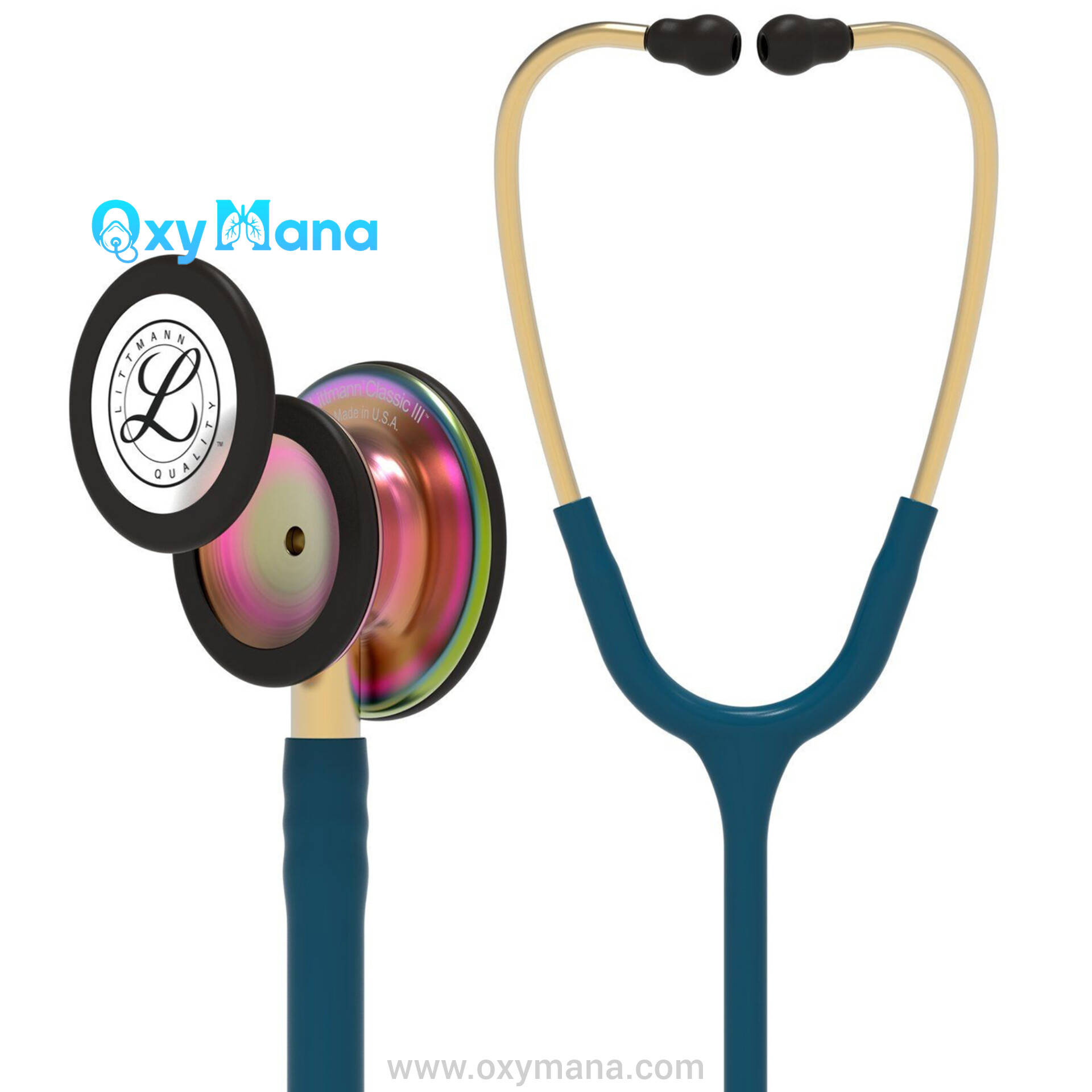 گوشی پزشکی لیتمن کلاسیک 3 آبی کاربنی رنگین کمانی 5807